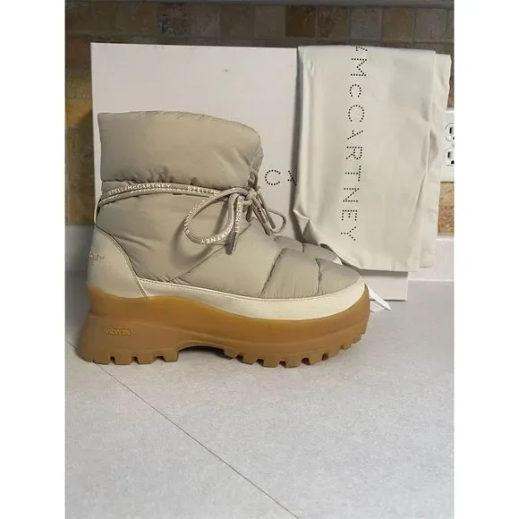 Stella McCartney Women's Beige Trace Puffy Snow Boots 36/6 - Picture 2 of 7